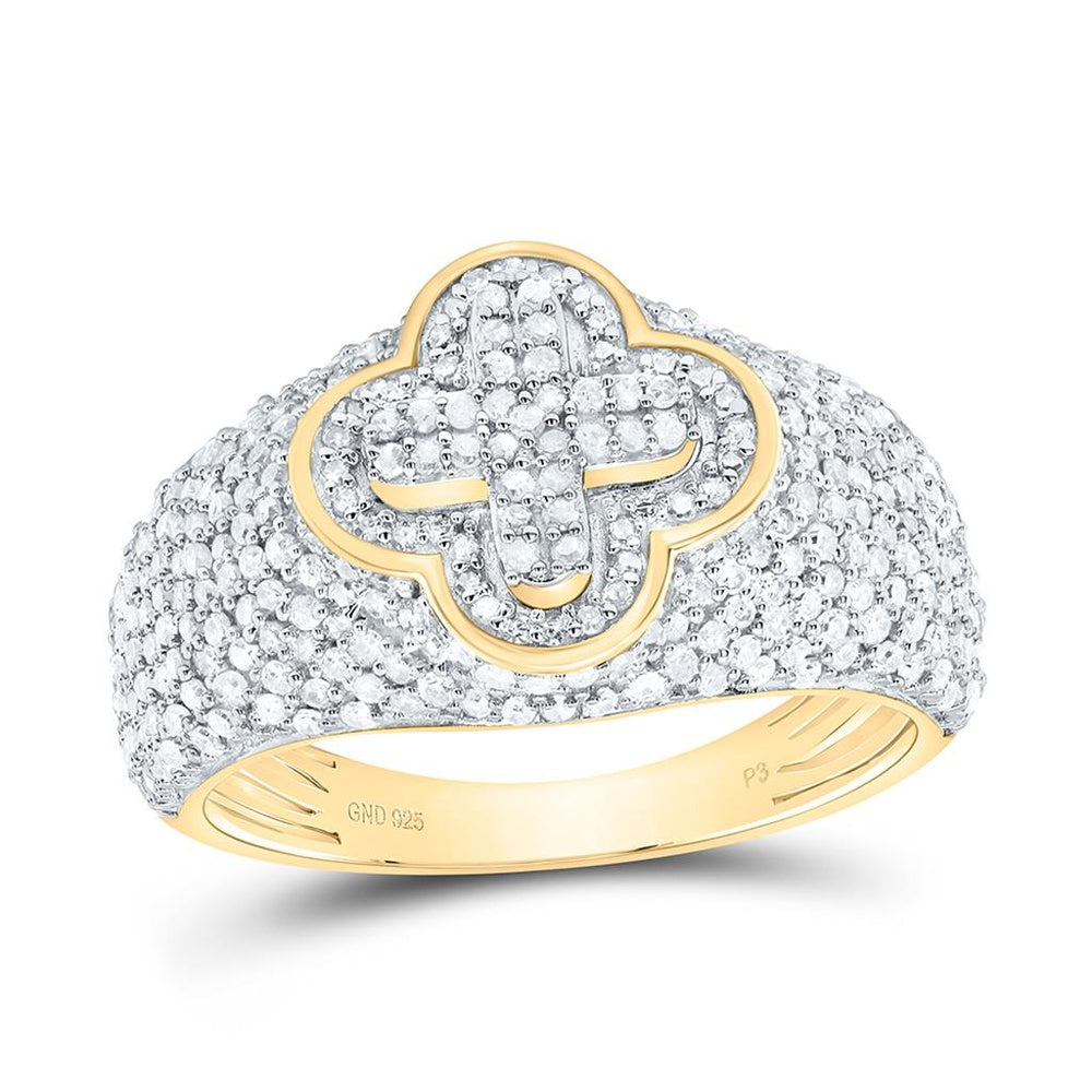 Yellow Gold Diamond Clover Ring - 1 Carat Total Diamond Weight