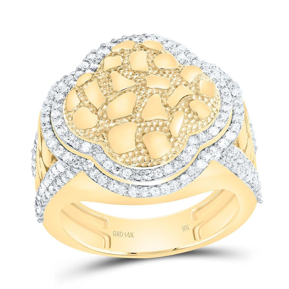 Yellow Gold Diamond Clover Ring - 3/4 Carat Total Diamond Weight