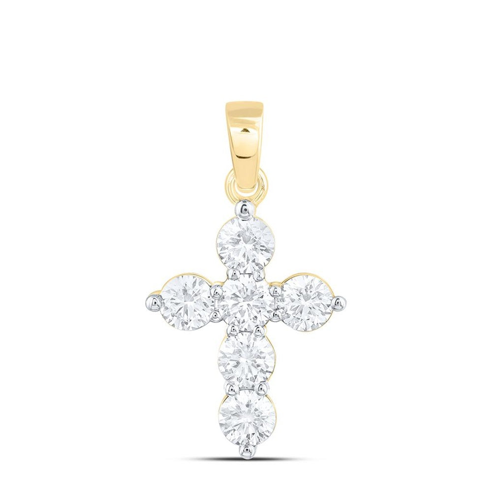 Yellow Gold Diamond Cross Pendant - 1 1/2 Carat Total Diamond Weight