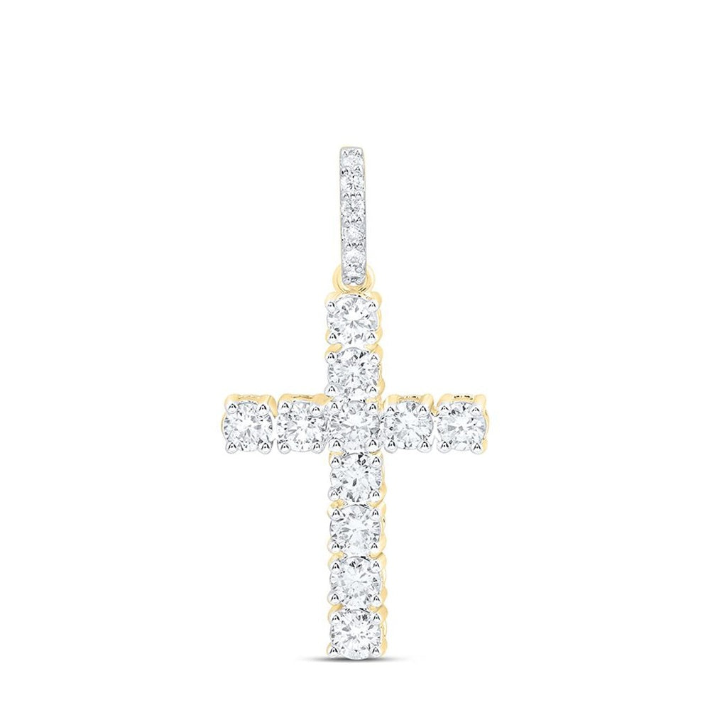 Yellow Gold Diamond Cross Pendant - 1/2 Carat Total Diamond Weight