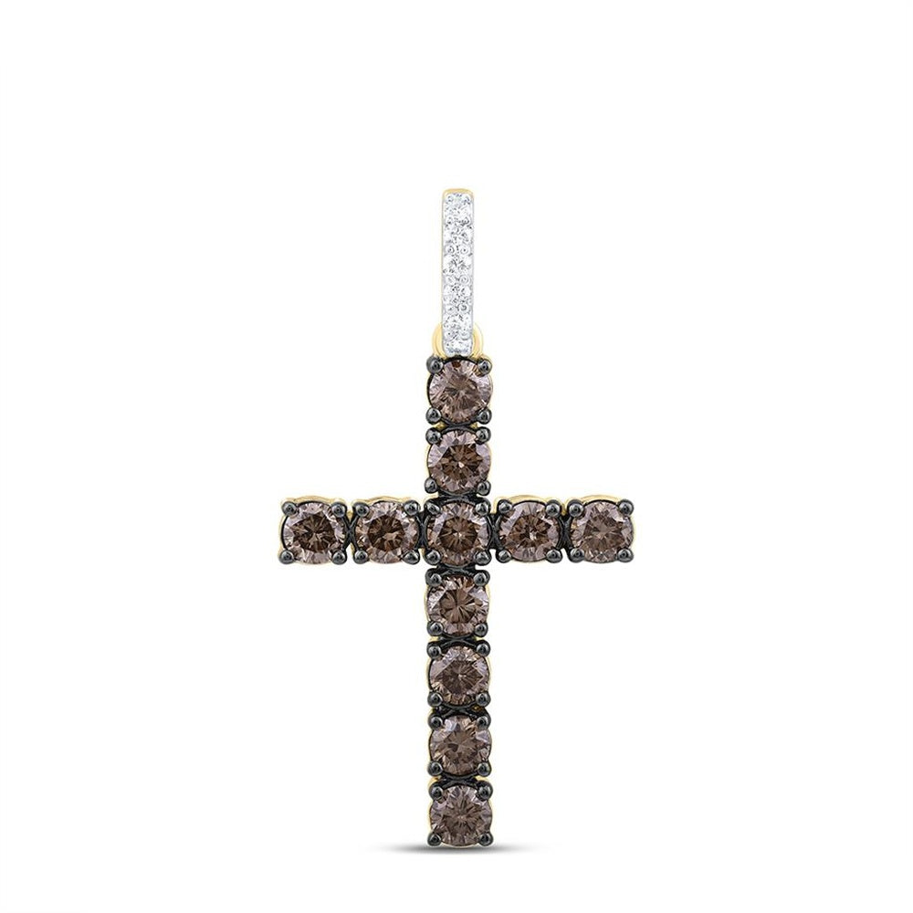 Yellow Gold Diamond Cross Pendant - 1/20 Carat Total Diamond Weight