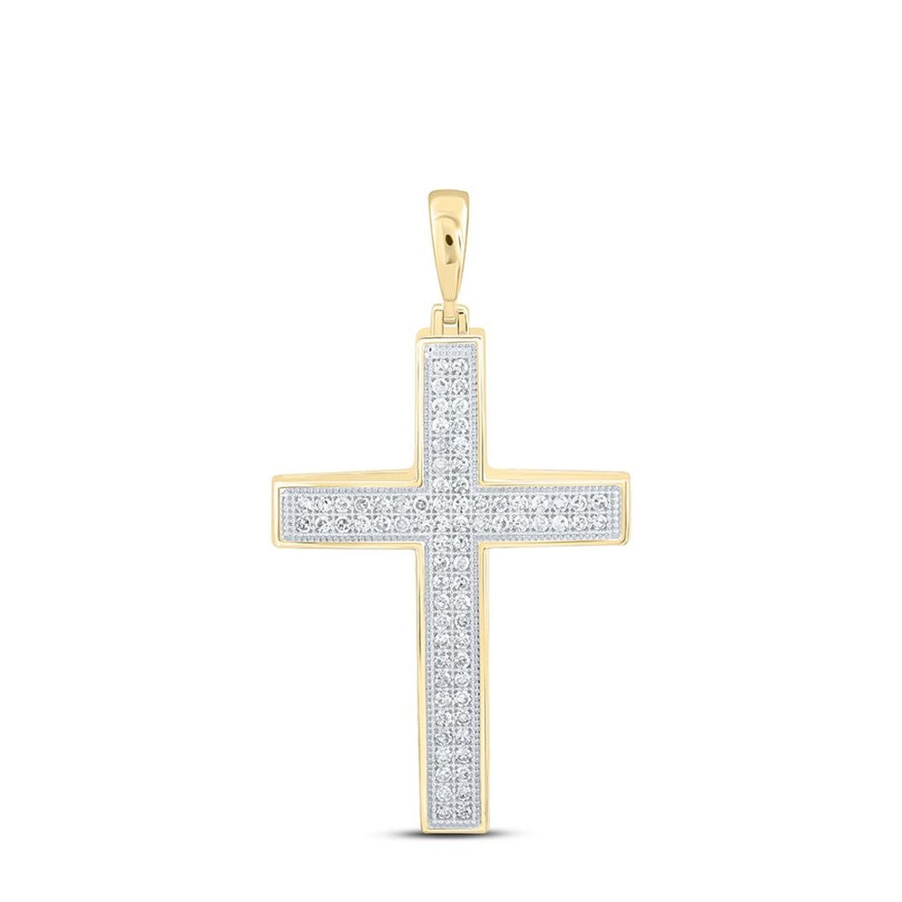 Yellow Gold Diamond Cross Pendant - 1/4 Carat Total Diamond Weight