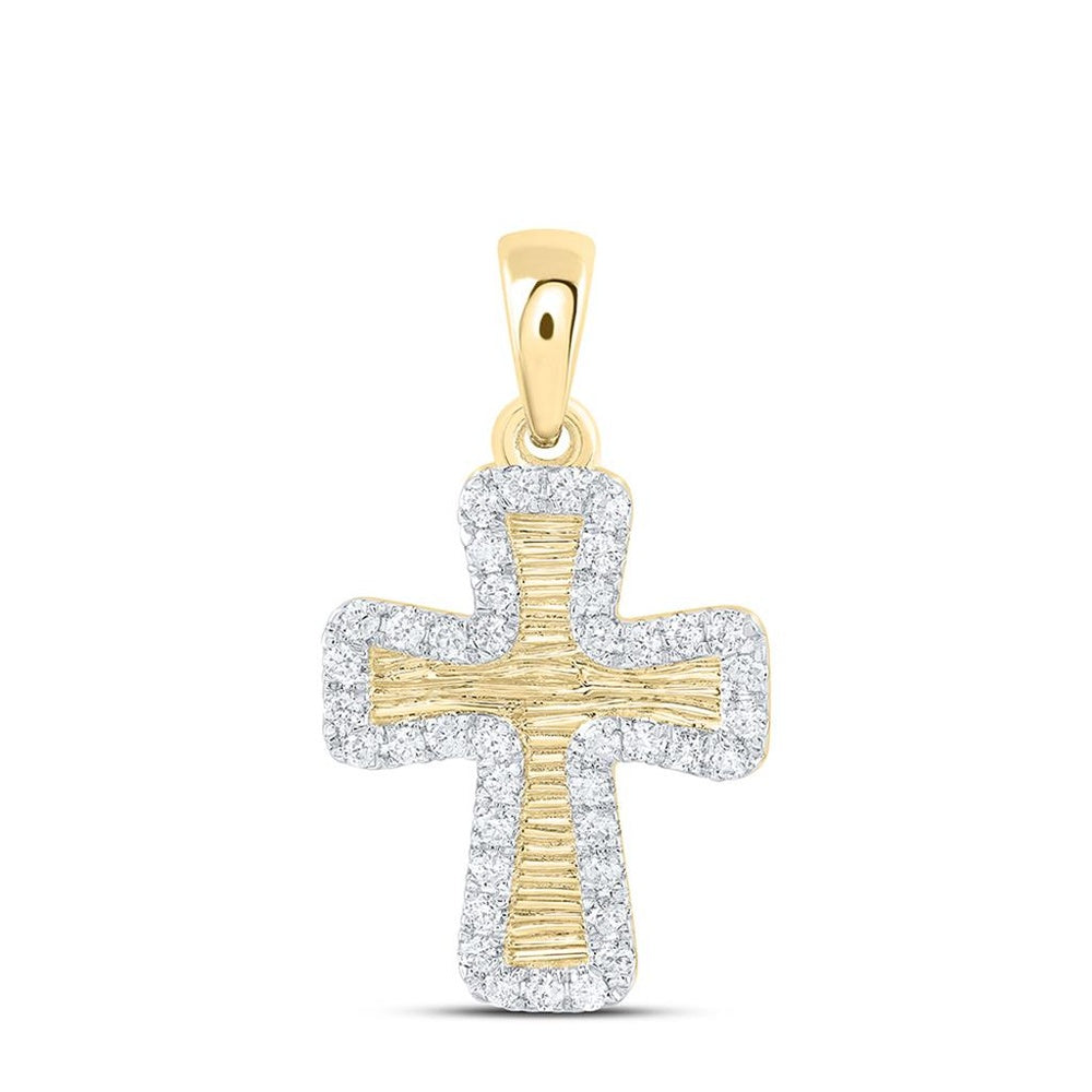 Yellow Gold Diamond Cross Pendant - 1/5 Carat Total Diamond Weight