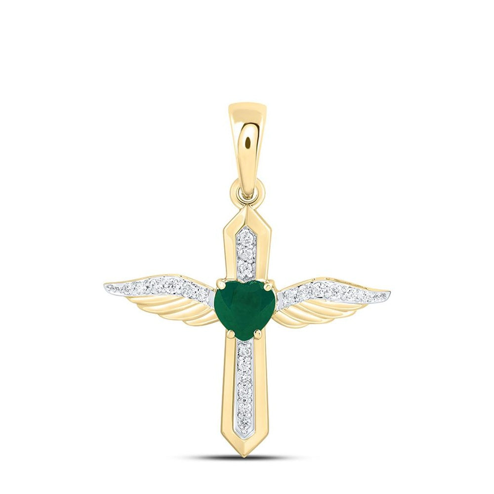 Yellow Gold Diamond Cross Pendant - 1/8 Carat Total Diamond Weight