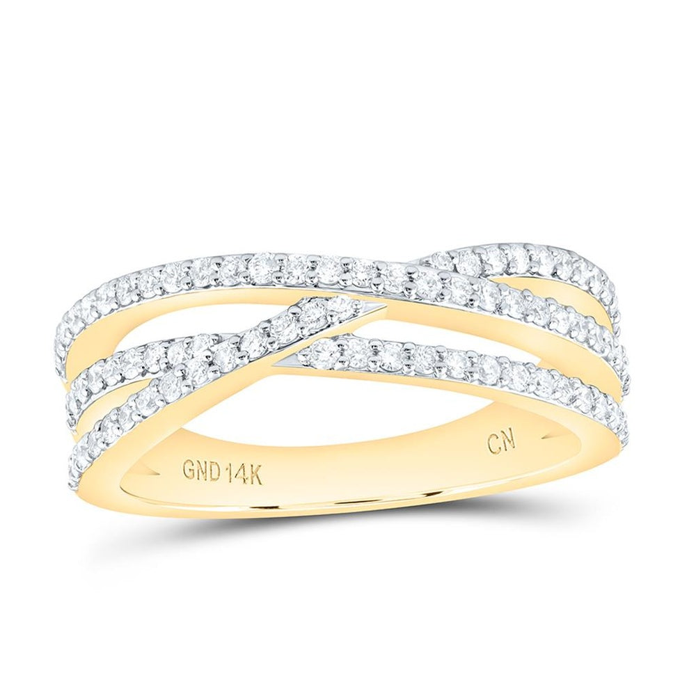 Yellow Gold Diamond Cross Ring - 1/2 Carat Total Diamond Weight