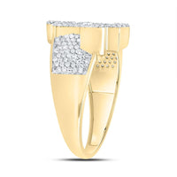 Yellow Gold Diamond Cross Ring - 1 Carat Total Diamond Weight