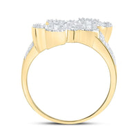 Yellow Gold Diamond Cross Ring - 1 Carat Total Diamond Weight