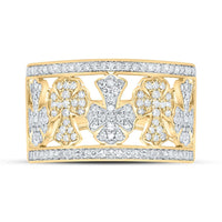 Yellow Gold Diamond Cross Ring - 5/8 Carat Total Diamond Weight