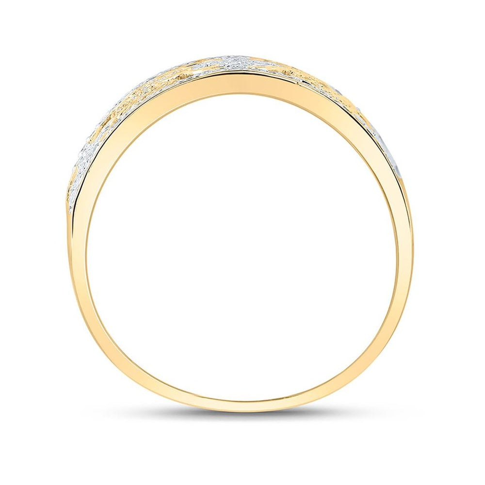 Yellow Gold Diamond Cross Ring - 5/8 Carat Total Diamond Weight