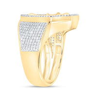 Yellow Gold Diamond Cross Ring - 7/8 Carat Total Diamond Weight