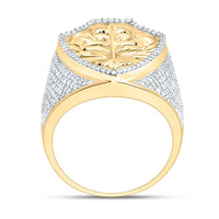 Yellow Gold Diamond Cross Ring - 7/8 Carat Total Diamond Weight