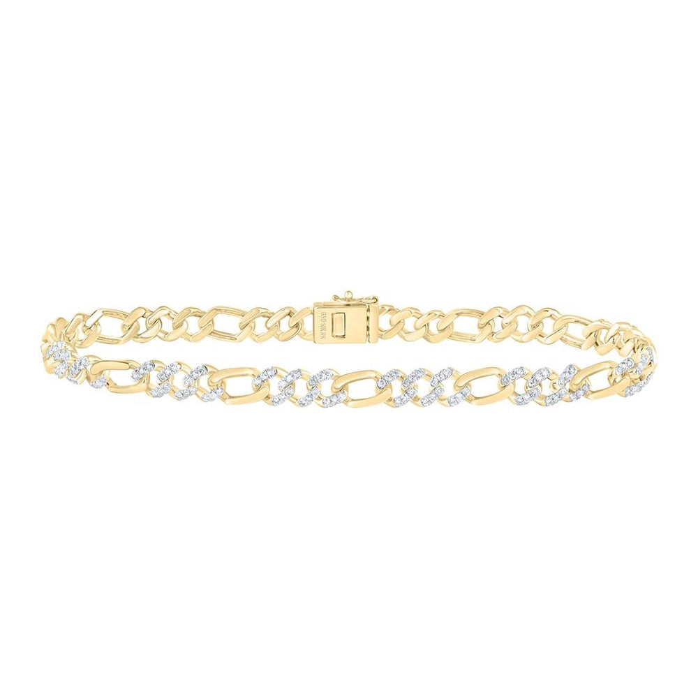 Yellow Gold Diamond Cuban Link 8-Inch Bracelet - 1 Carat Total Diamond Weight