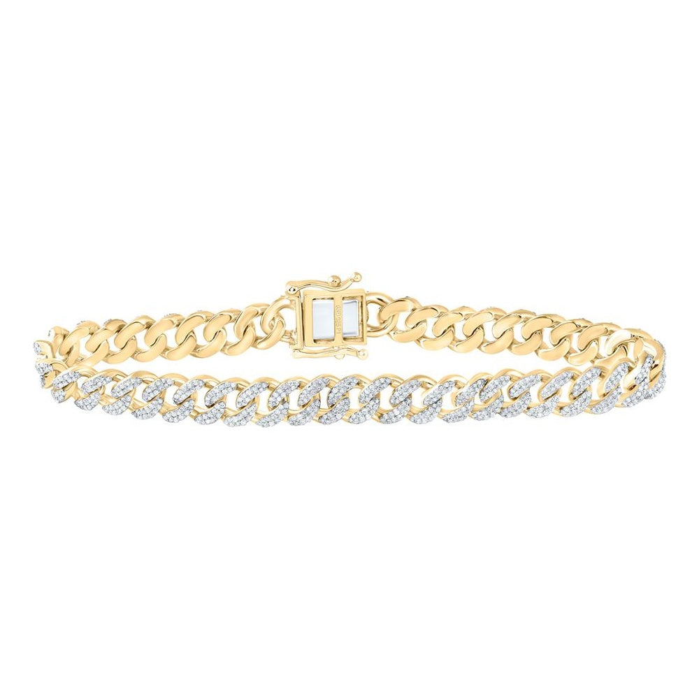 Yellow Gold Diamond Cuban Link 8-Inch Bracelet - 2 3/4 Carat Total Diamond Weight