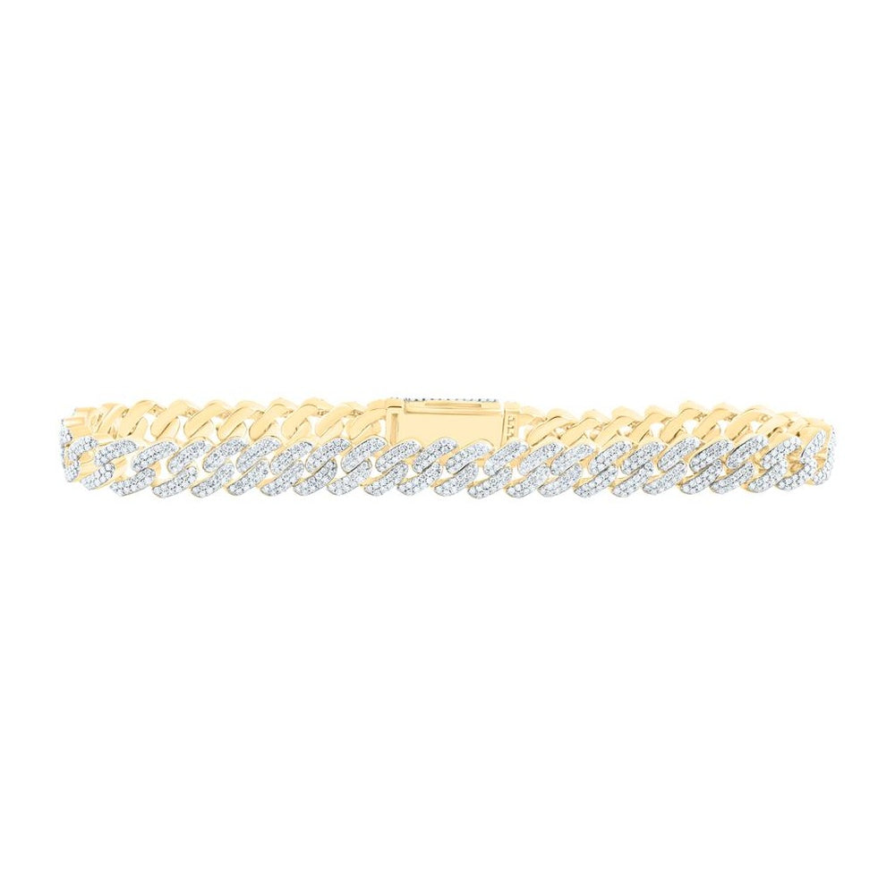 Yellow Gold Diamond Cuban Link 8-Inch Bracelet - 3 1/3 Carat Total Diamond Weight