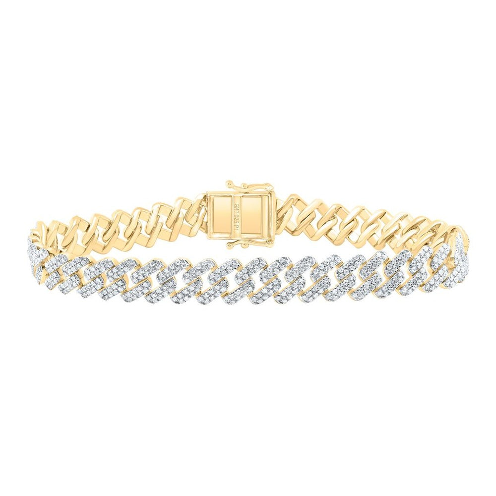 Yellow Gold Diamond Cuban Link 8-Inch Bracelet - 3 1/4 Carat Total Diamond Weight