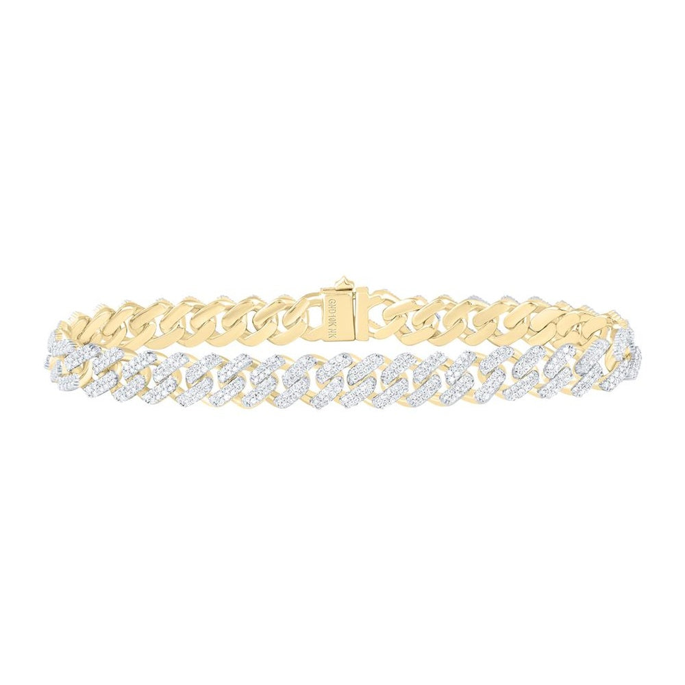 Yellow Gold Diamond Cuban Link 8-Inch Bracelet - 3 3/4 Carat Total Diamond Weight