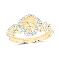 Yellow Gold Diamond Cuban Link Ring - 1/4 Carat Total Diamond Weight