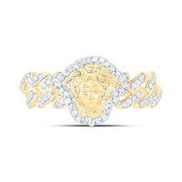 Yellow Gold Diamond Cuban Link Ring - 1/4 Carat Total Diamond Weight
