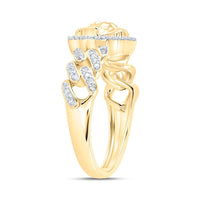 Yellow Gold Diamond Cuban Link Ring - 1/4 Carat Total Diamond Weight