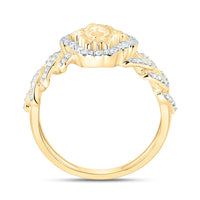 Yellow Gold Diamond Cuban Link Ring - 1/4 Carat Total Diamond Weight