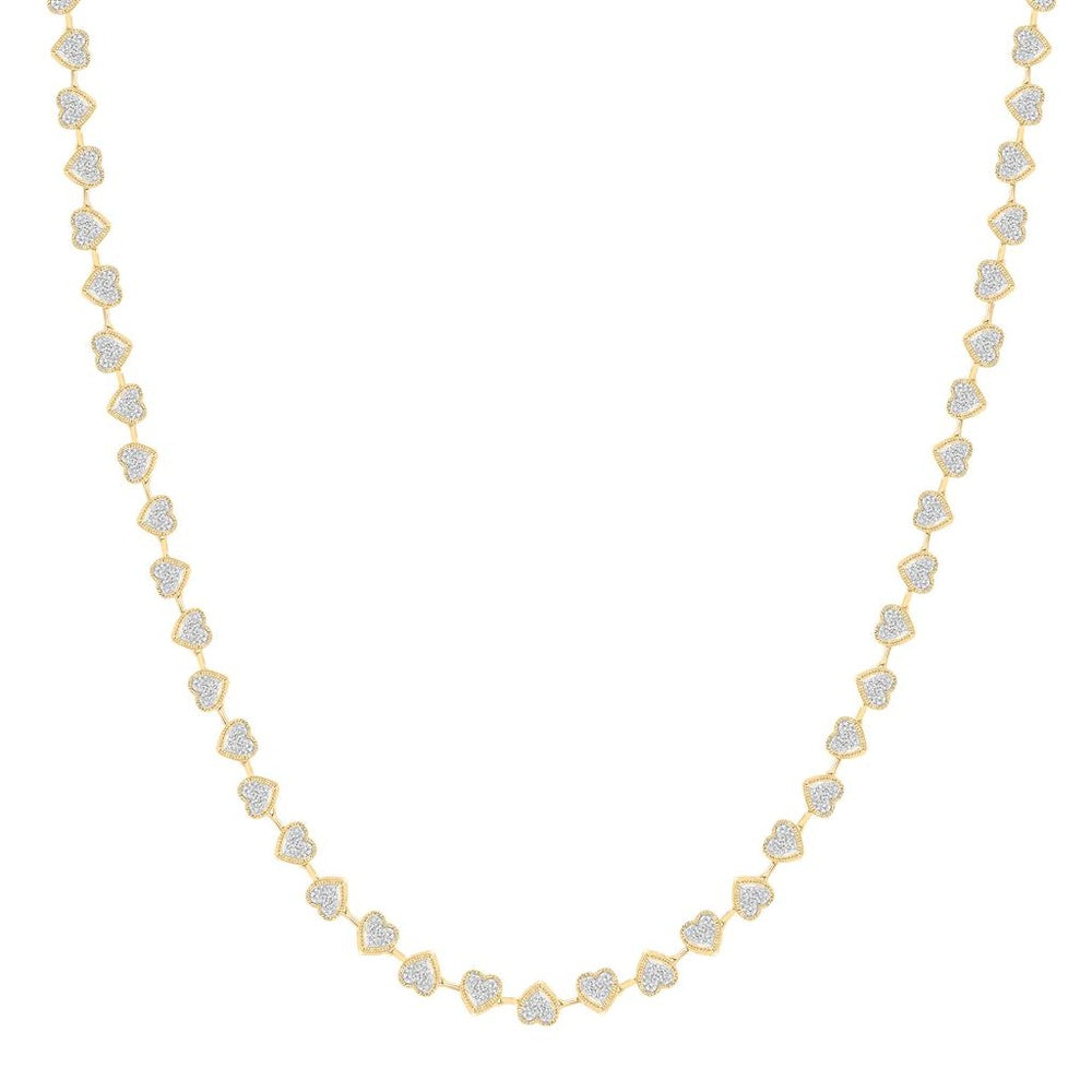Yellow Gold Diamond Heart 17-Inch Necklace - 2 3/4 Carat Total Diamond Weight