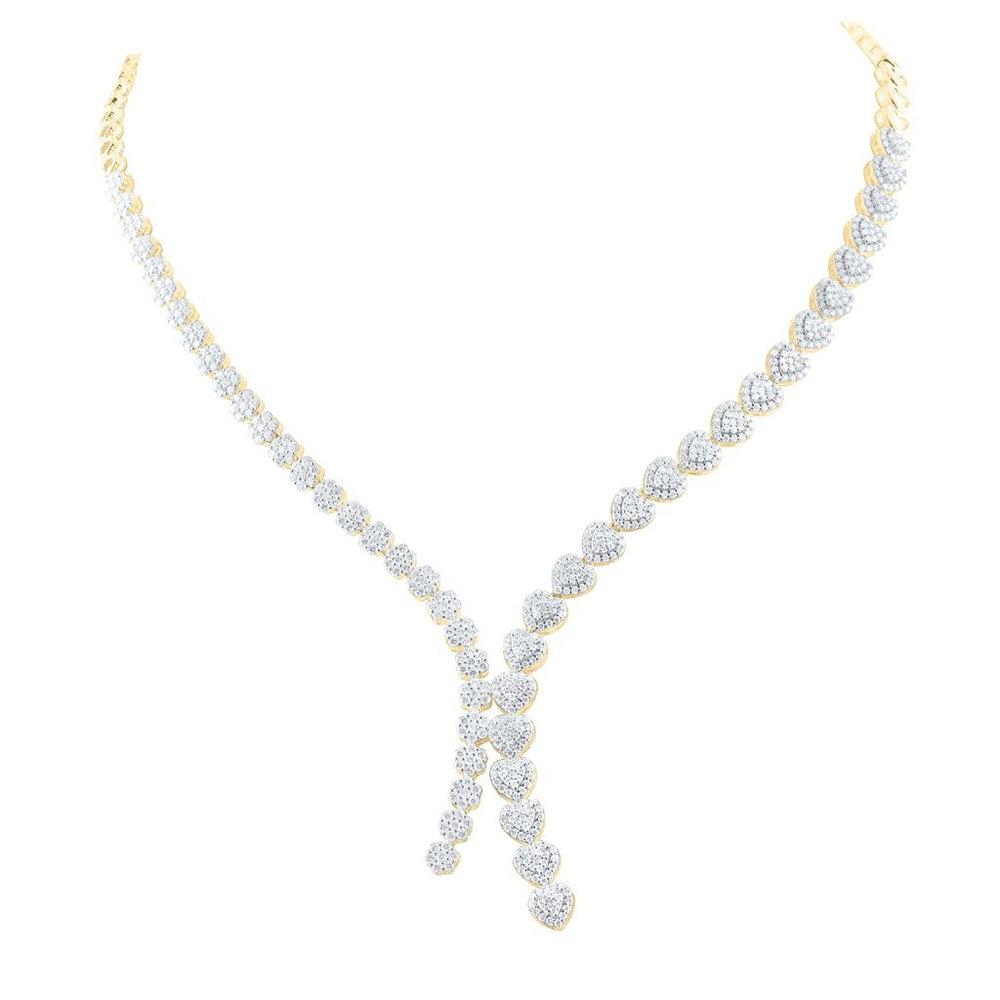 Yellow Gold Diamond Heart 17-Inch Necklace - 6 Carat Total Diamond Weight