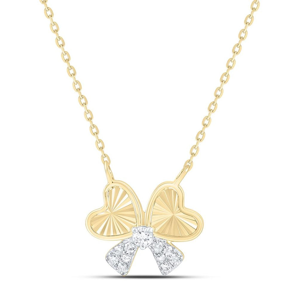 Yellow Gold Diamond Heart 18-Inch Necklace - 1/10 Carat Total Diamond Weight