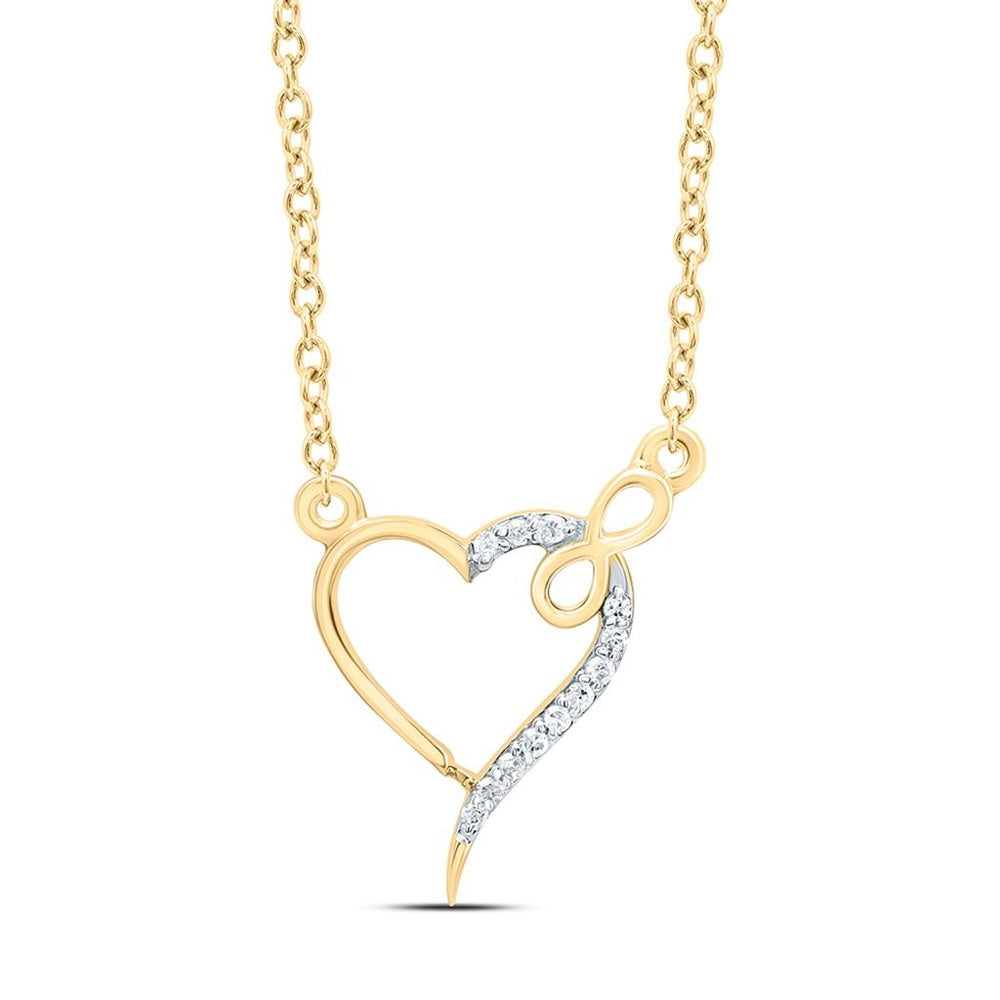 Yellow Gold Diamond Heart 18-Inch Necklace - 1/20 Carat Total Diamond Weight