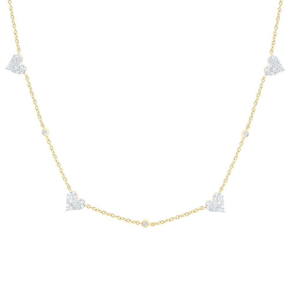 Yellow Gold Diamond Heart 18-Inch Necklace - 1/3 Carat Total Diamond Weight