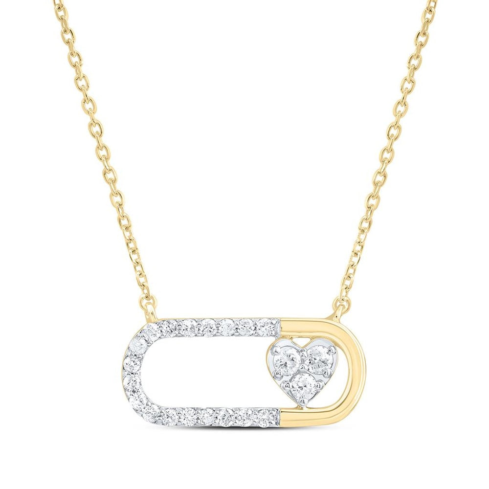 Yellow Gold Diamond Heart 18-Inch Necklace - 1/3 Carat Total Diamond Weight