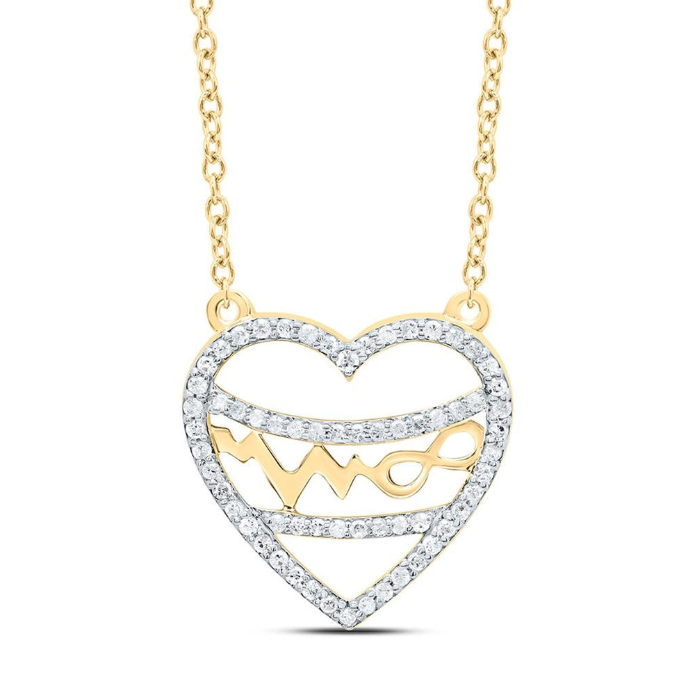 Yellow Gold Diamond Heart 18-Inch Necklace - 1/5 Carat Total Diamond Weight