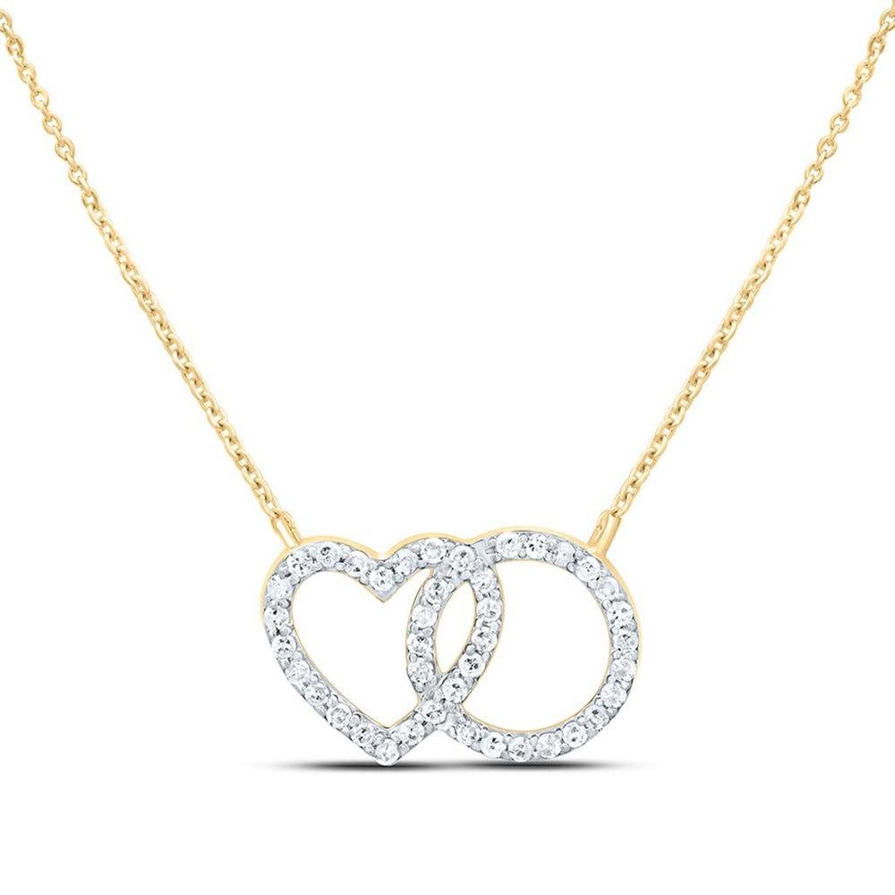 Yellow Gold Diamond Heart 18-Inch Necklace - 1/5 Carat Total Diamond Weight