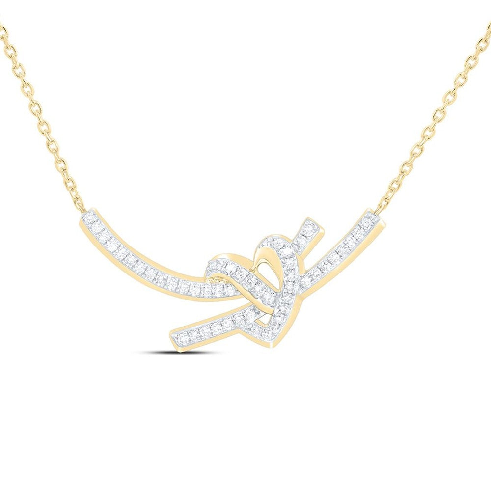 Yellow Gold Diamond Heart 18-Inch Necklace - 1/5 Carat Total Diamond Weight