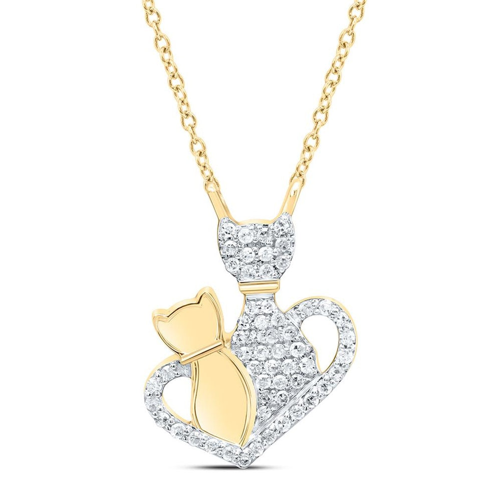 Yellow Gold Diamond Heart 18-Inch Necklace - 1/6 Carat Total Diamond Weight