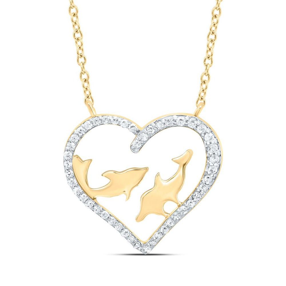 Yellow Gold Diamond Heart 18-Inch Necklace - 1/6 Carat Total Diamond Weight