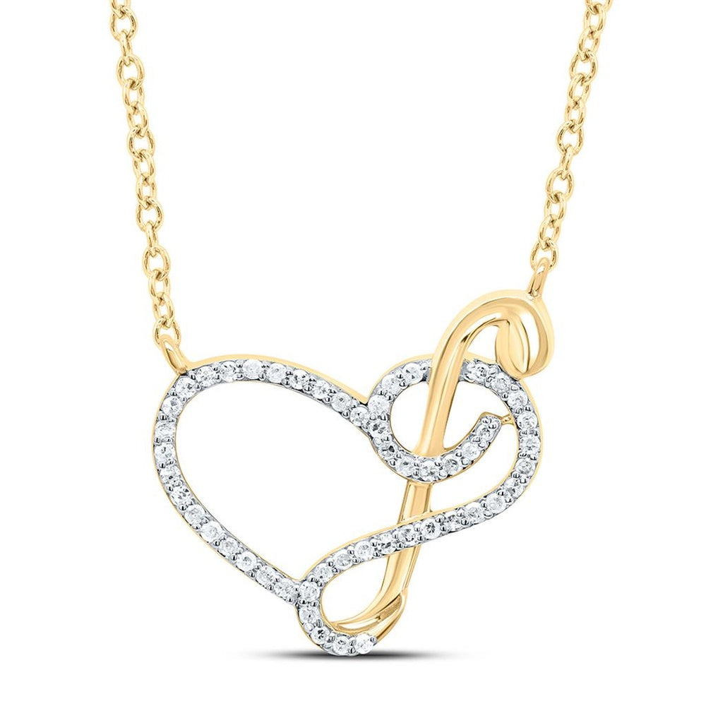 Yellow Gold Diamond Heart 18-Inch Necklace - 1/6 Carat Total Diamond Weight