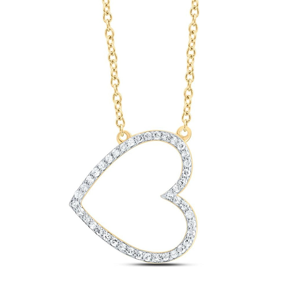 Yellow Gold Diamond Heart 18-Inch Necklace - 1/6 Carat Total Diamond Weight