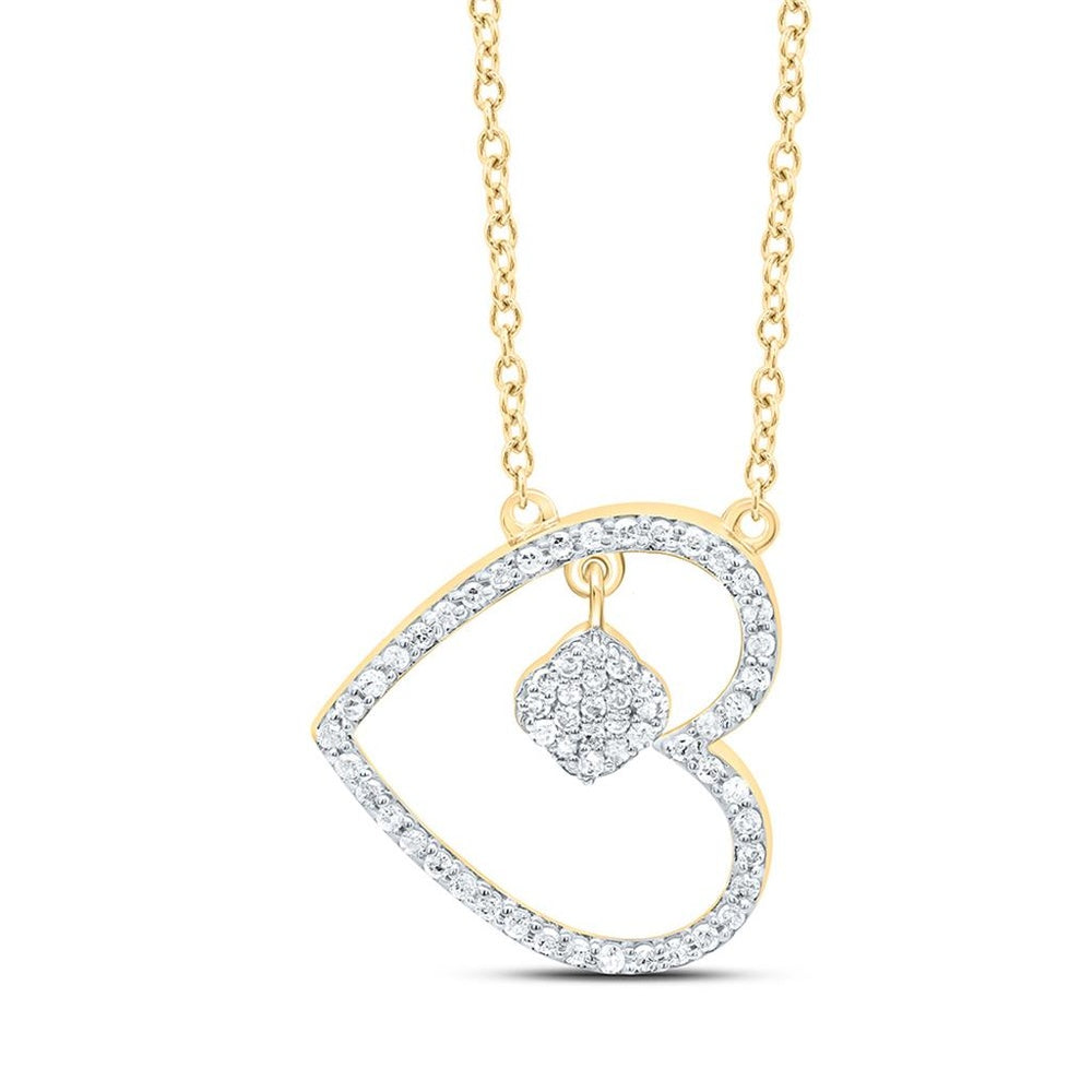 Yellow Gold Diamond Heart 18-Inch Necklace - 1/6 Carat Total Diamond Weight
