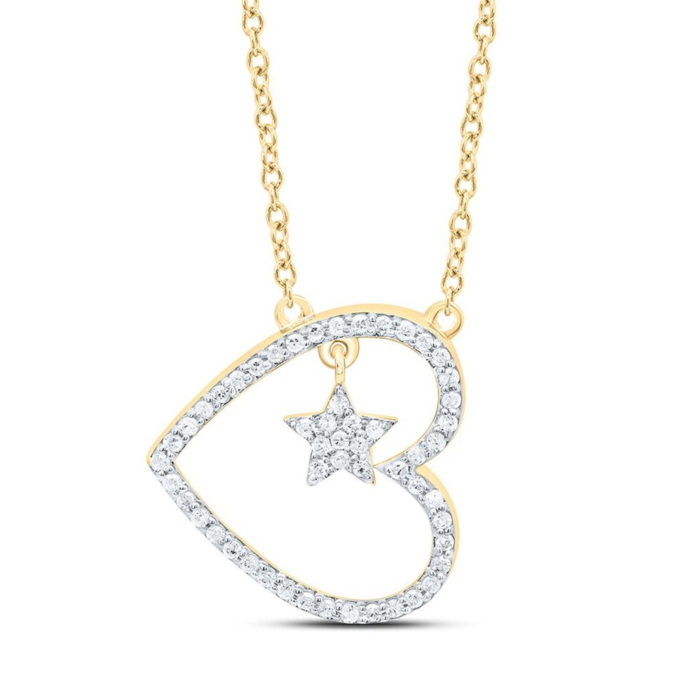 Yellow Gold Diamond Heart 18-Inch Necklace - 1/6 Carat Total Diamond Weight