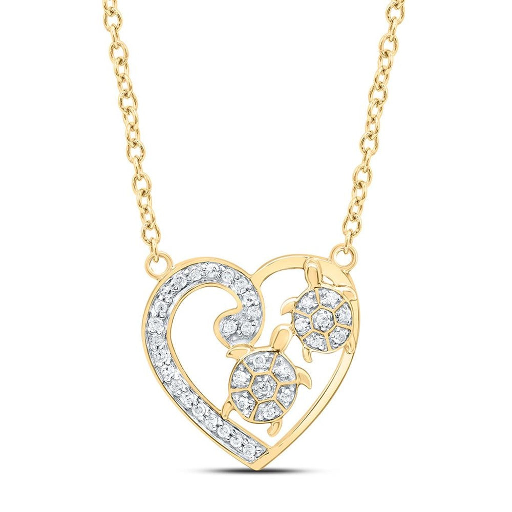 Yellow Gold Diamond Heart 18-Inch Necklace - 1/8 Carat Total Diamond Weight