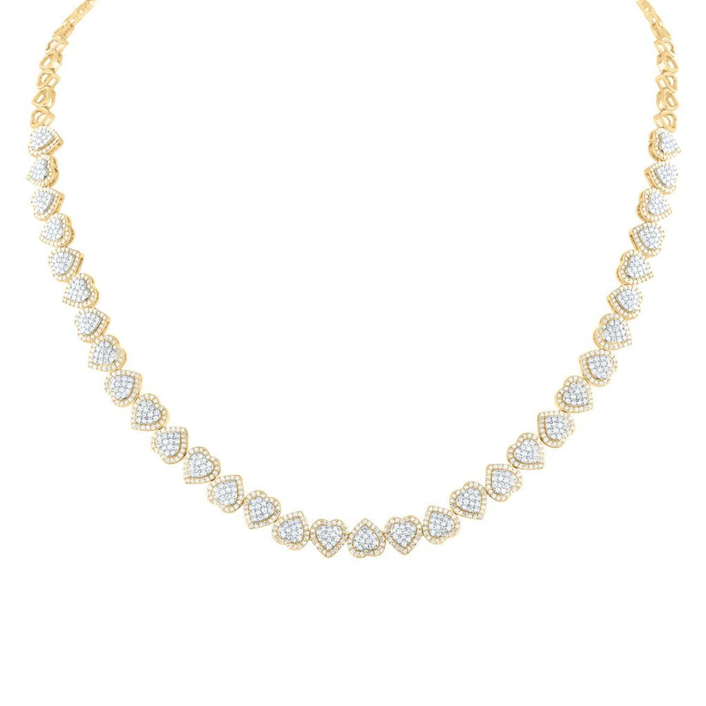 Yellow Gold Diamond Heart 18-Inch Necklace - 3 3/8 Carat Total Diamond Weight