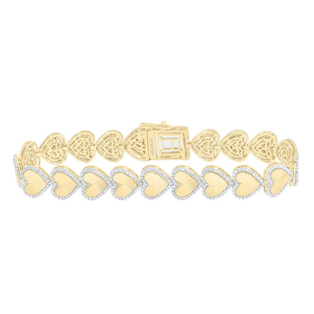 Yellow Gold Diamond Heart Bracelet - 2 1/4 Carat Total Diamond Weight