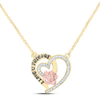 Yellow Gold Diamond Heart Necklace - 1/10 Carat Total Diamond Weight