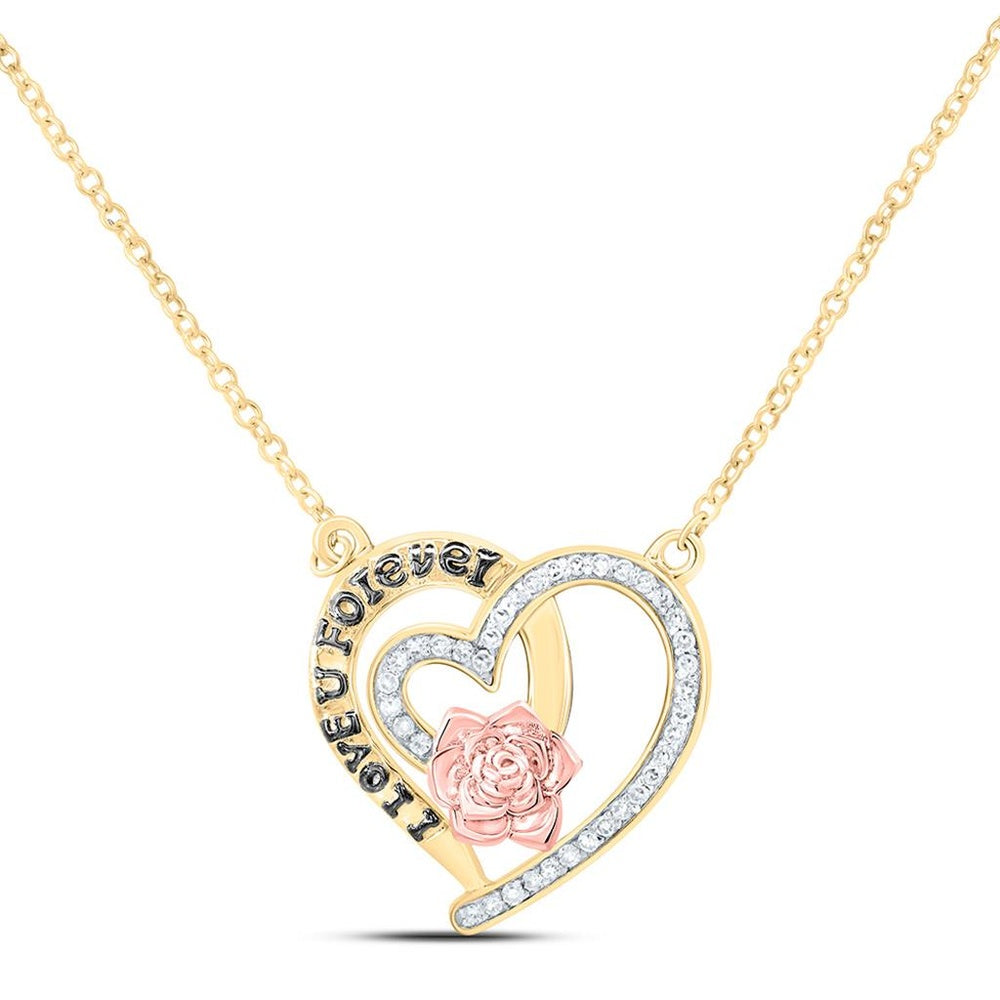 Yellow Gold Diamond Heart Necklace - 1/10 Carat Total Diamond Weight