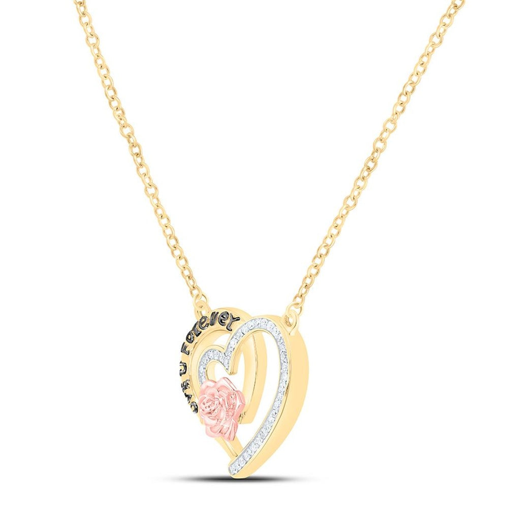 Yellow Gold Diamond Heart Necklace - 1/10 Carat Total Diamond Weight