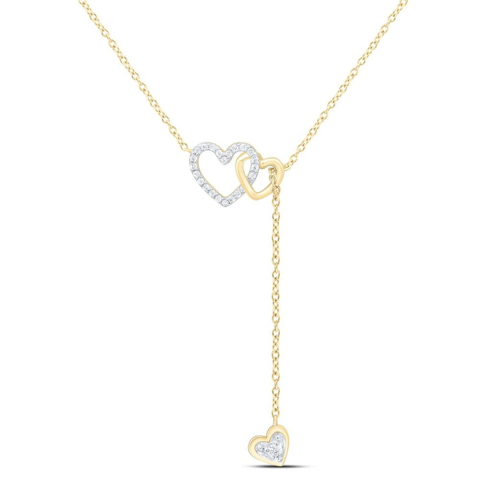 Yellow Gold Diamond Heart Necklace - 1/10 Carat Total Diamond Weight