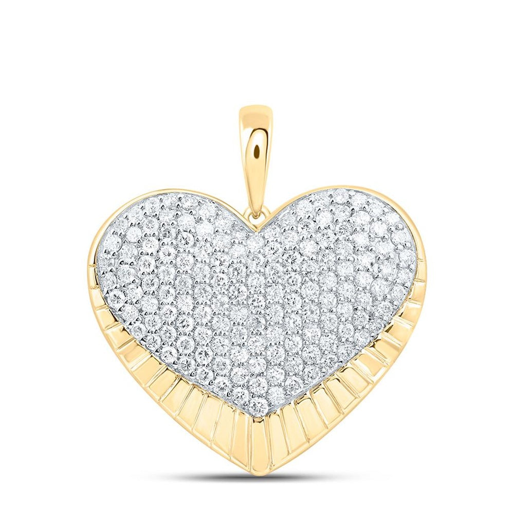 Yellow Gold Diamond Heart Pendant - 1 1/5 Carat Total Diamond Weight