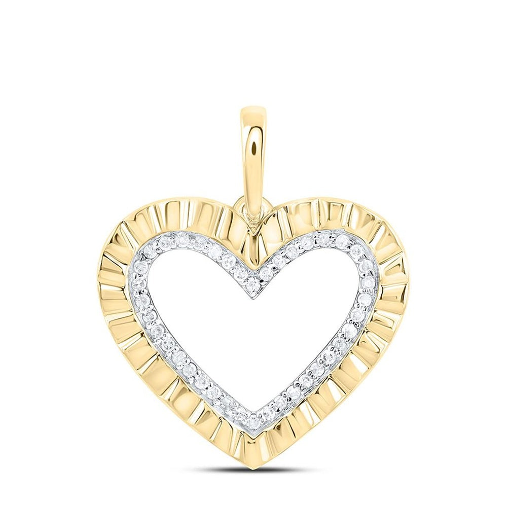 Yellow Gold Diamond Heart Pendant - 1/10 Carat Total Diamond Weight
