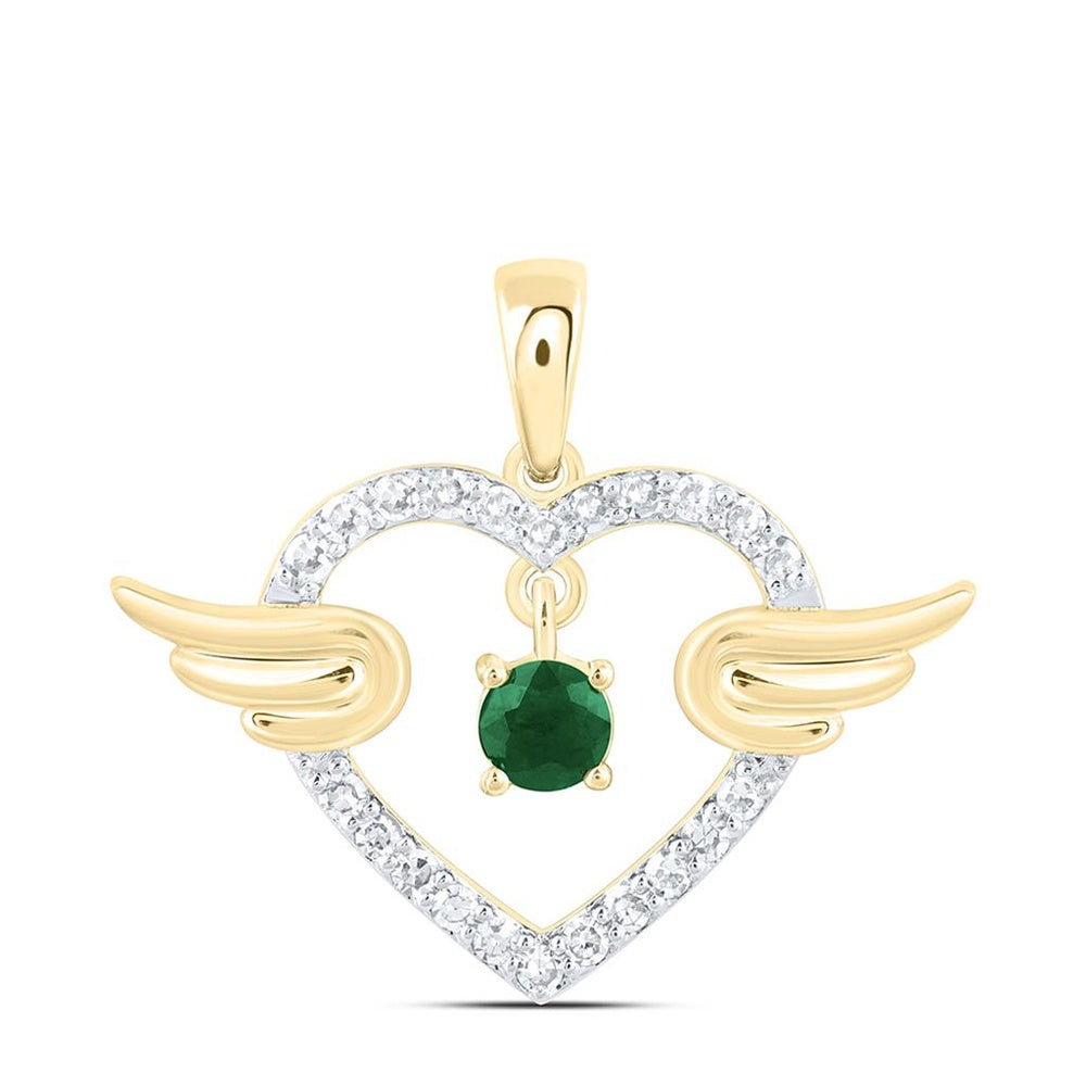Yellow Gold Diamond Heart Pendant - 1/10 Carat Total Diamond Weight