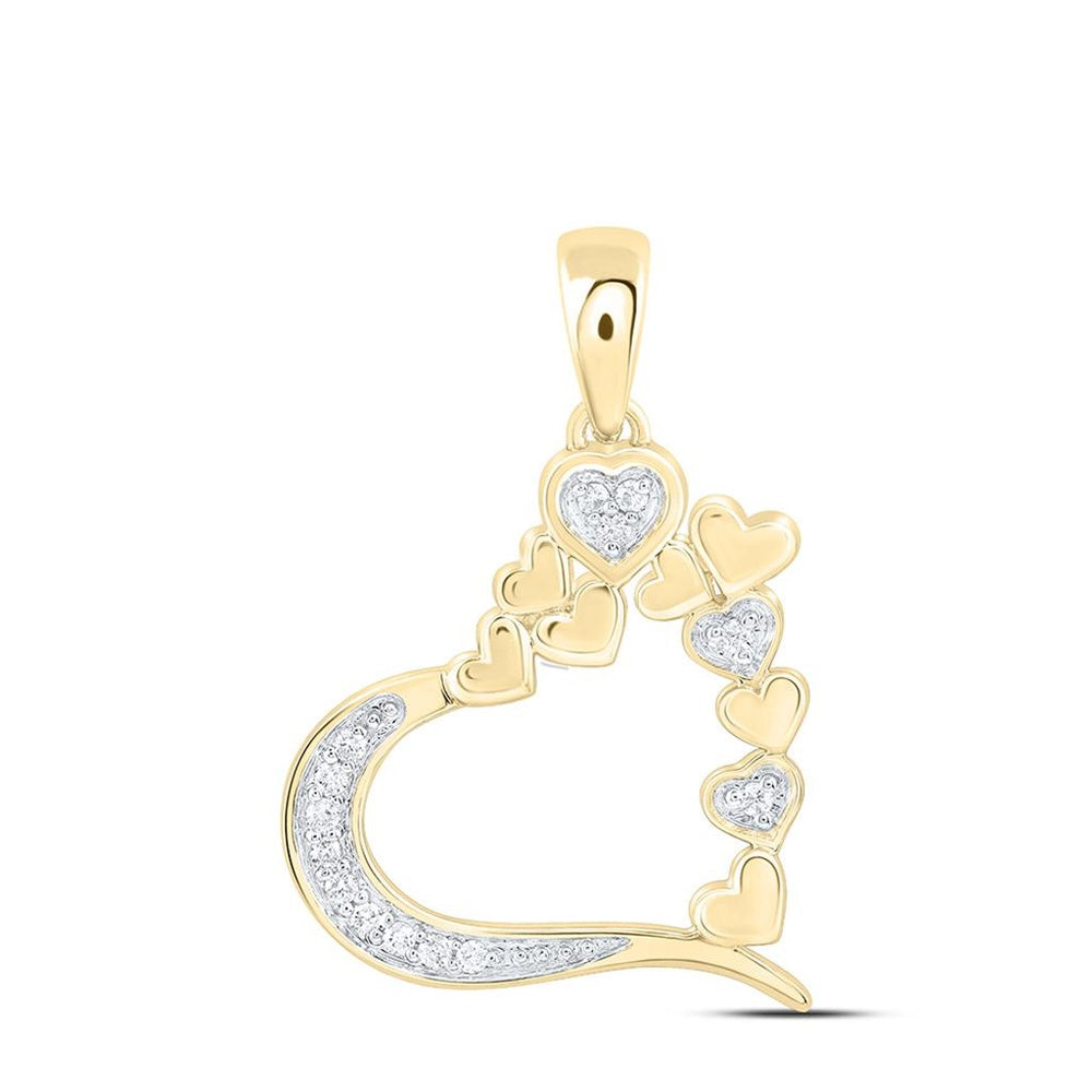 Yellow Gold Diamond Heart Pendant - 1/20 Carat Total Diamond Weight